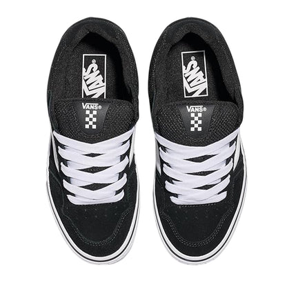 Black-White - Side - Vans Womens-Ladies Caldrone Suede Trainers