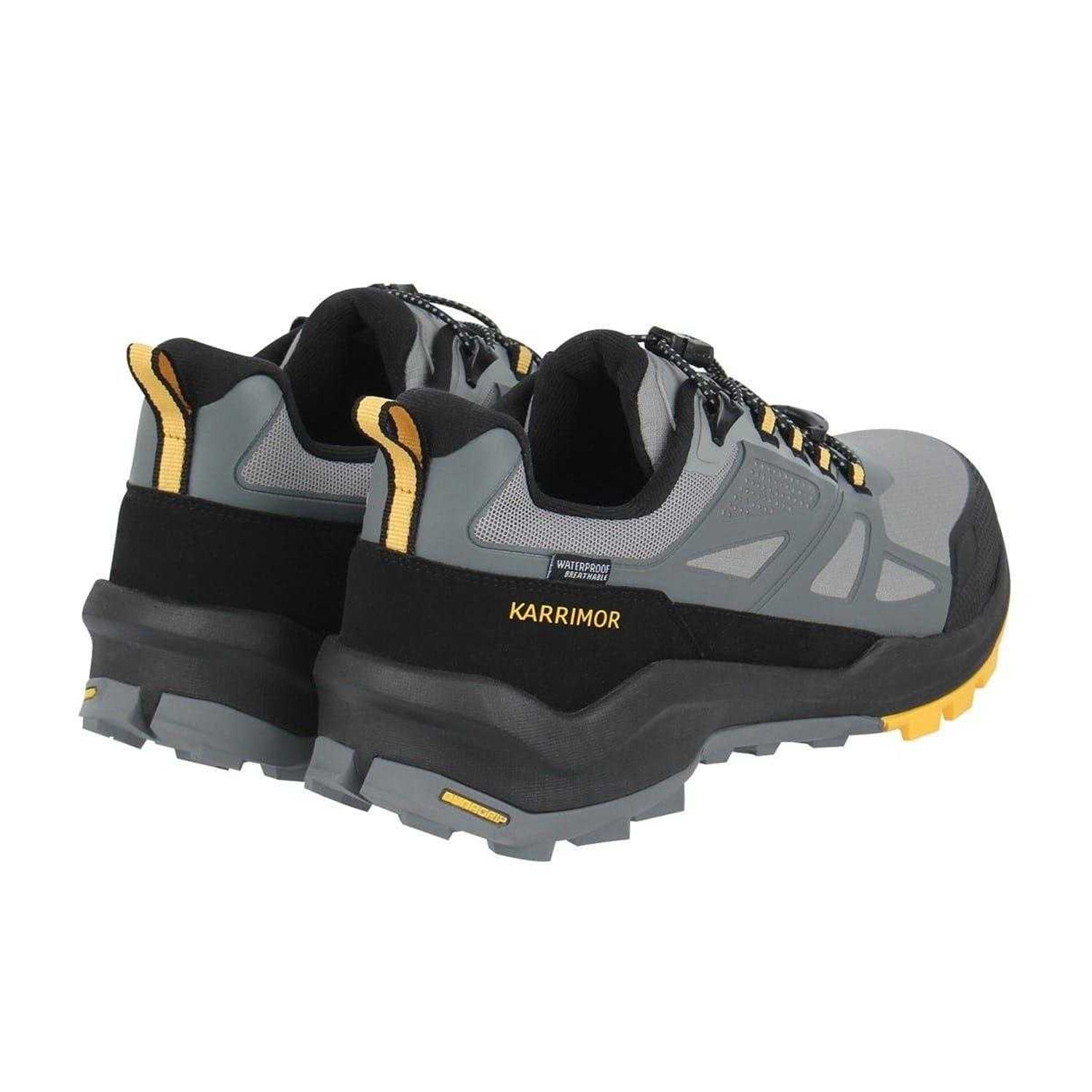 Grey-Mustard - Back - Karrimor Mens Monti Waterproof Flat Walking Shoes