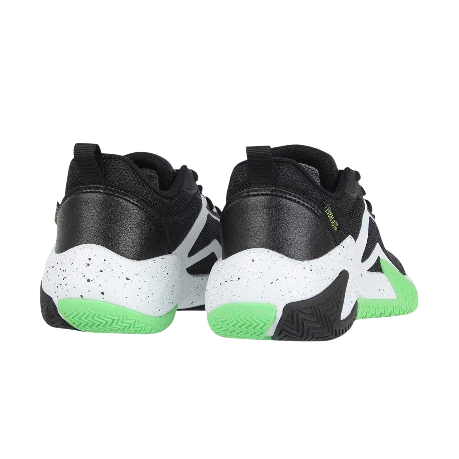 Black-White-Lime - Back - Everlast Childrens-Kids Contrast Leather Lace Up Trainers