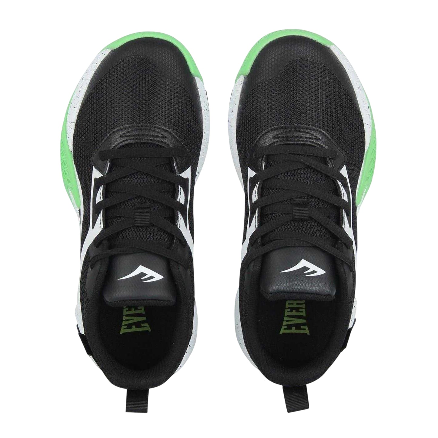 Black-White-Lime - Lifestyle - Everlast Childrens-Kids Contrast Leather Lace Up Trainers
