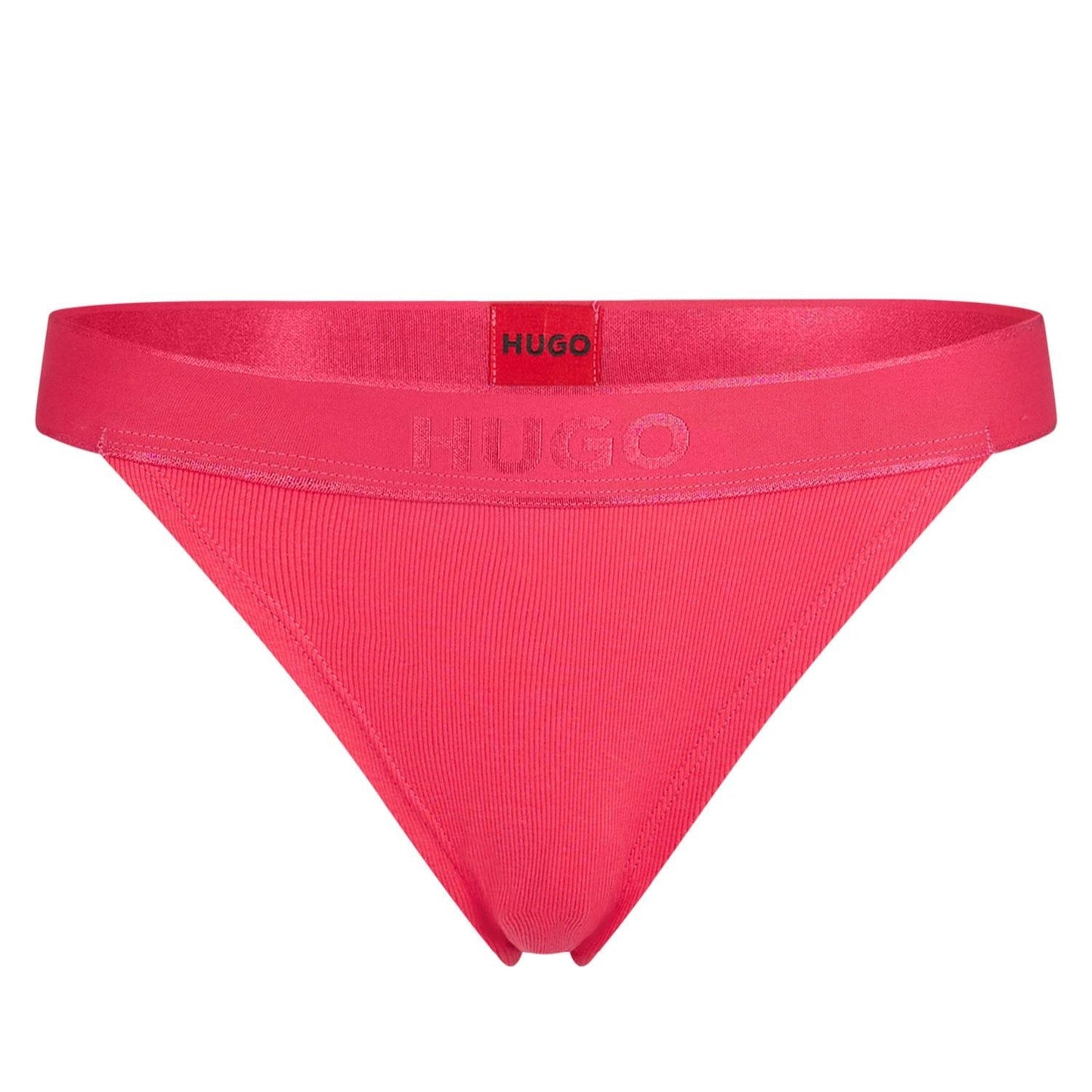 Pink - Front - Hugo Womens-Ladies Brazilian Ribbed High Waist Briefs