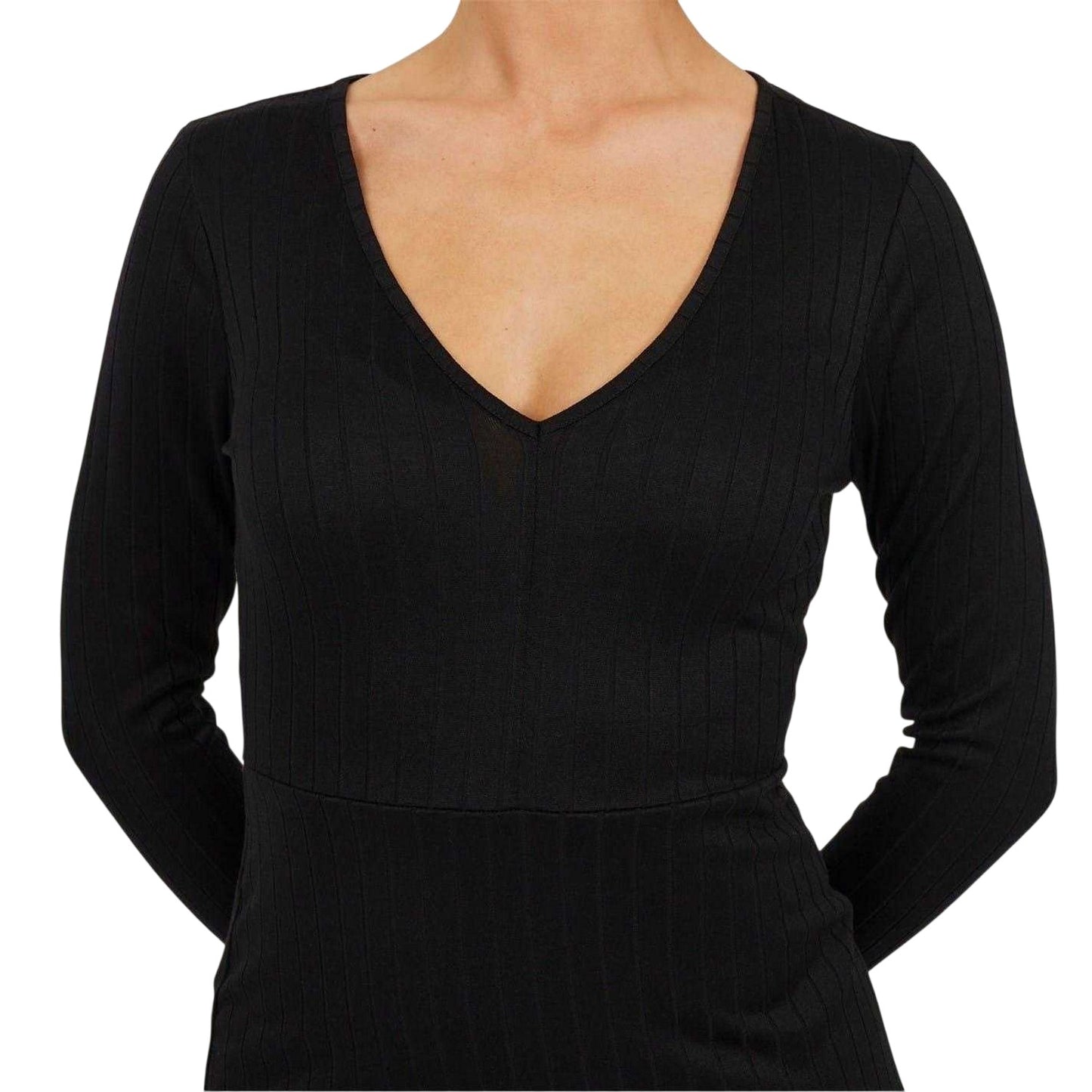 Black - Side - Brave Soul Womens-Ladies Long-Sleeved Mini Dress