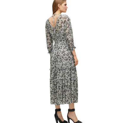 Brown - Back - Boss Womens-Ladies Dellima V Neck Wrap Dress