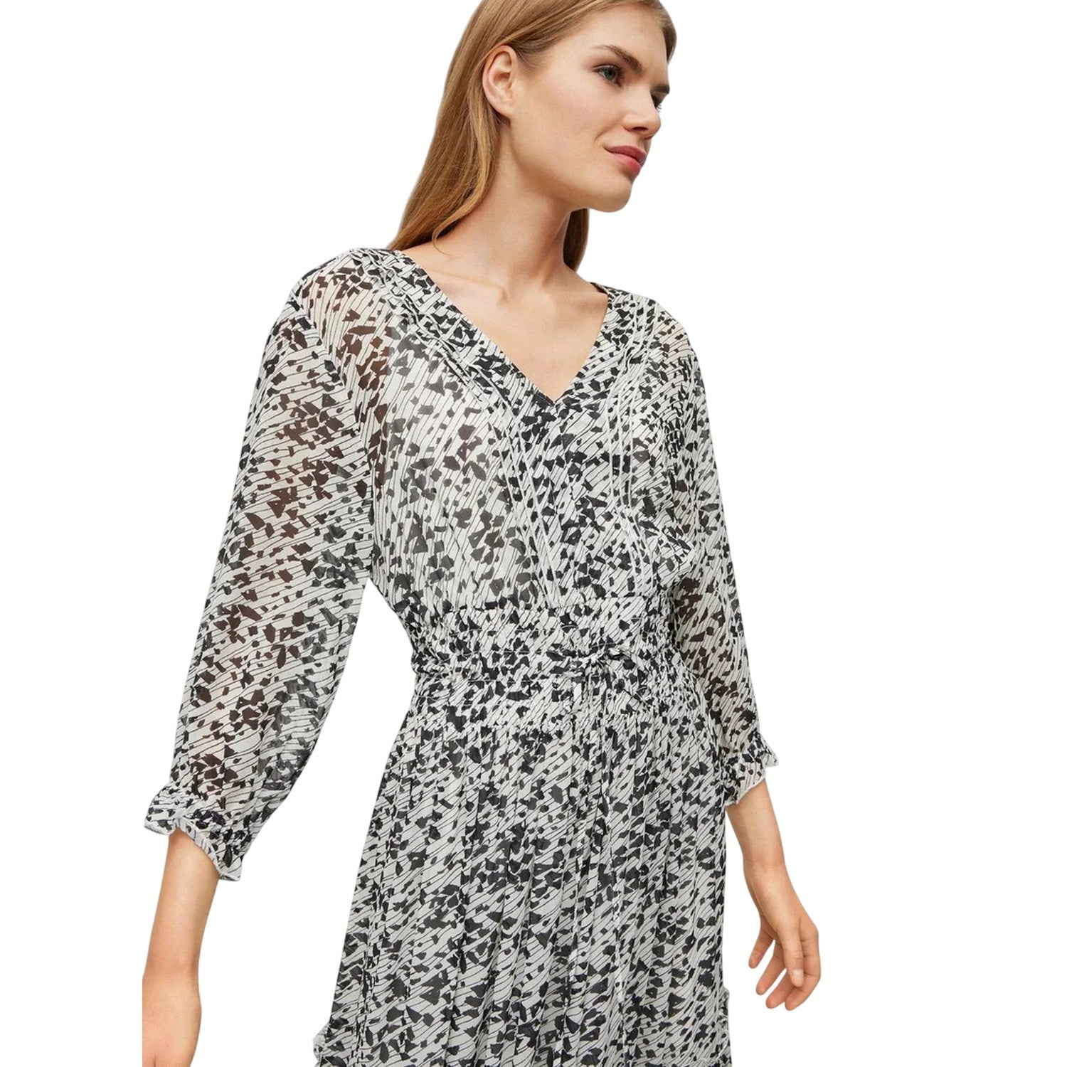 Brown - Side - Boss Womens-Ladies Dellima V Neck Wrap Dress