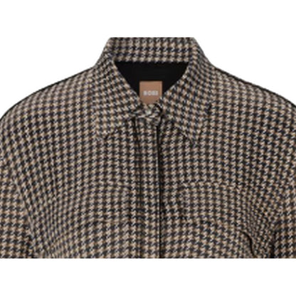 Brown-Black - Side - Boss Womens-Ladies Davivio Midi Shirt Dress