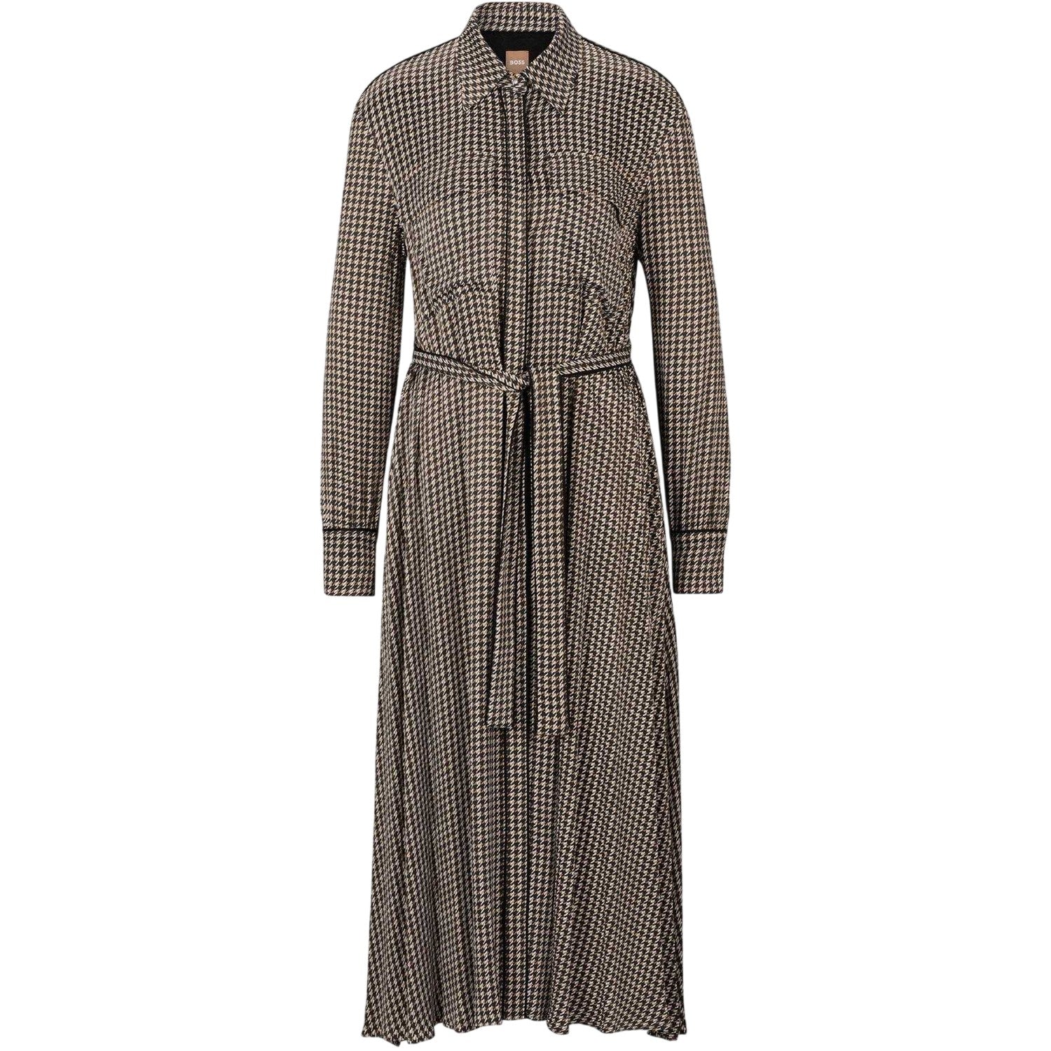 Brown-Black - Front - Boss Womens-Ladies Davivio Midi Shirt Dress