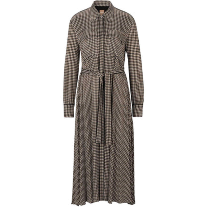 Brown-Black - Front - Boss Womens-Ladies Davivio Midi Shirt Dress