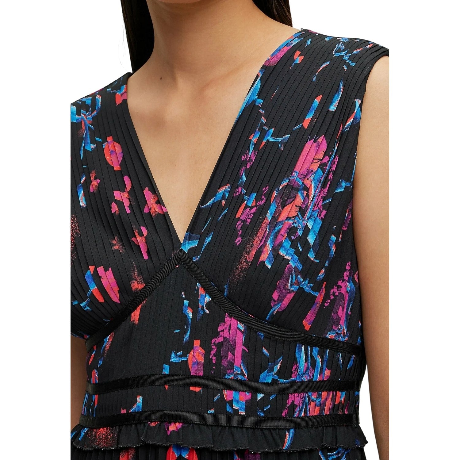 Black-Blue-Pink - Side - Boss Womens-Ladies Deparie Floral V Neck Wrap Dress