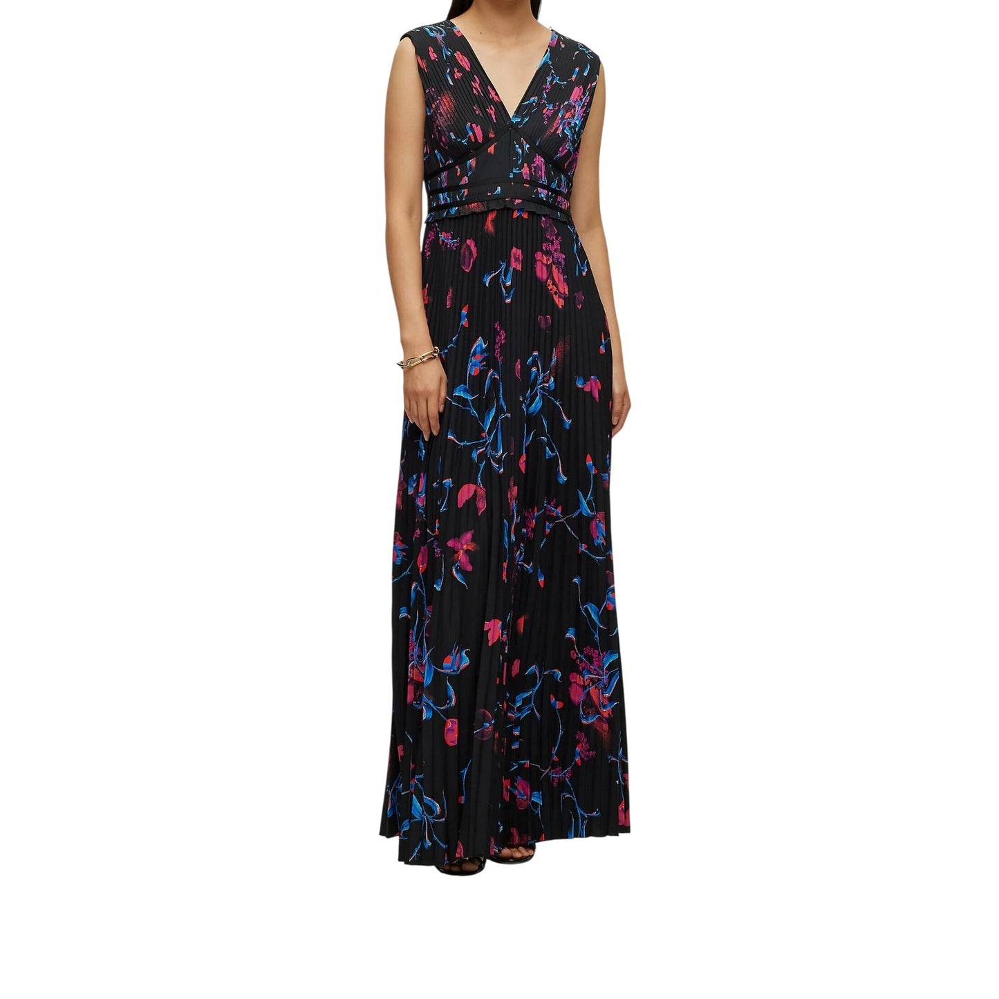 Black-Blue-Pink - Lifestyle - Boss Womens-Ladies Deparie Floral V Neck Wrap Dress
