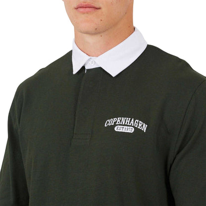 Green-White - Side - Brave Soul Mens Embroidered Rugby Shirt