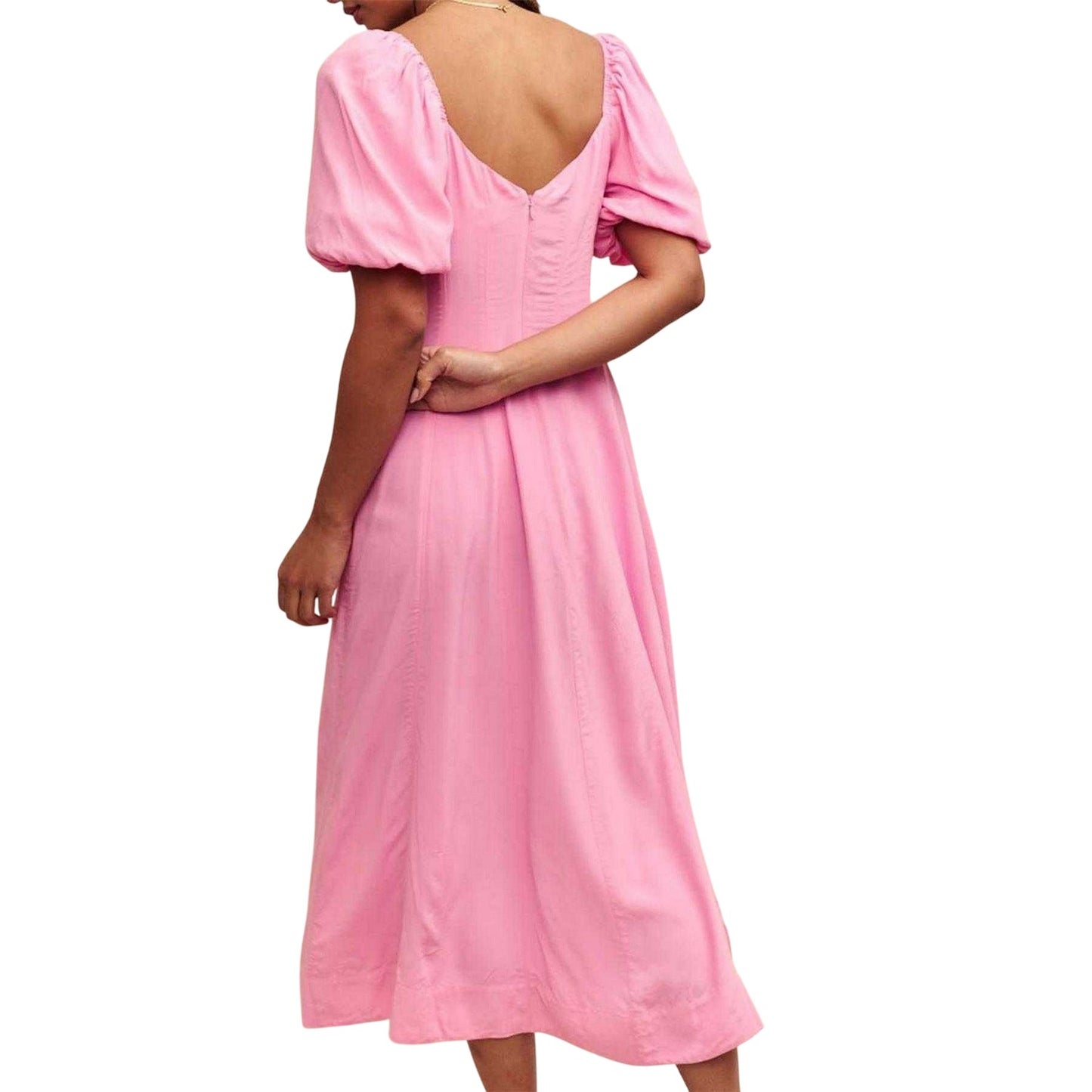 Pink - Back - Nobody´s Child Womens-Ladies Puff Sleeve Midaxi Dress