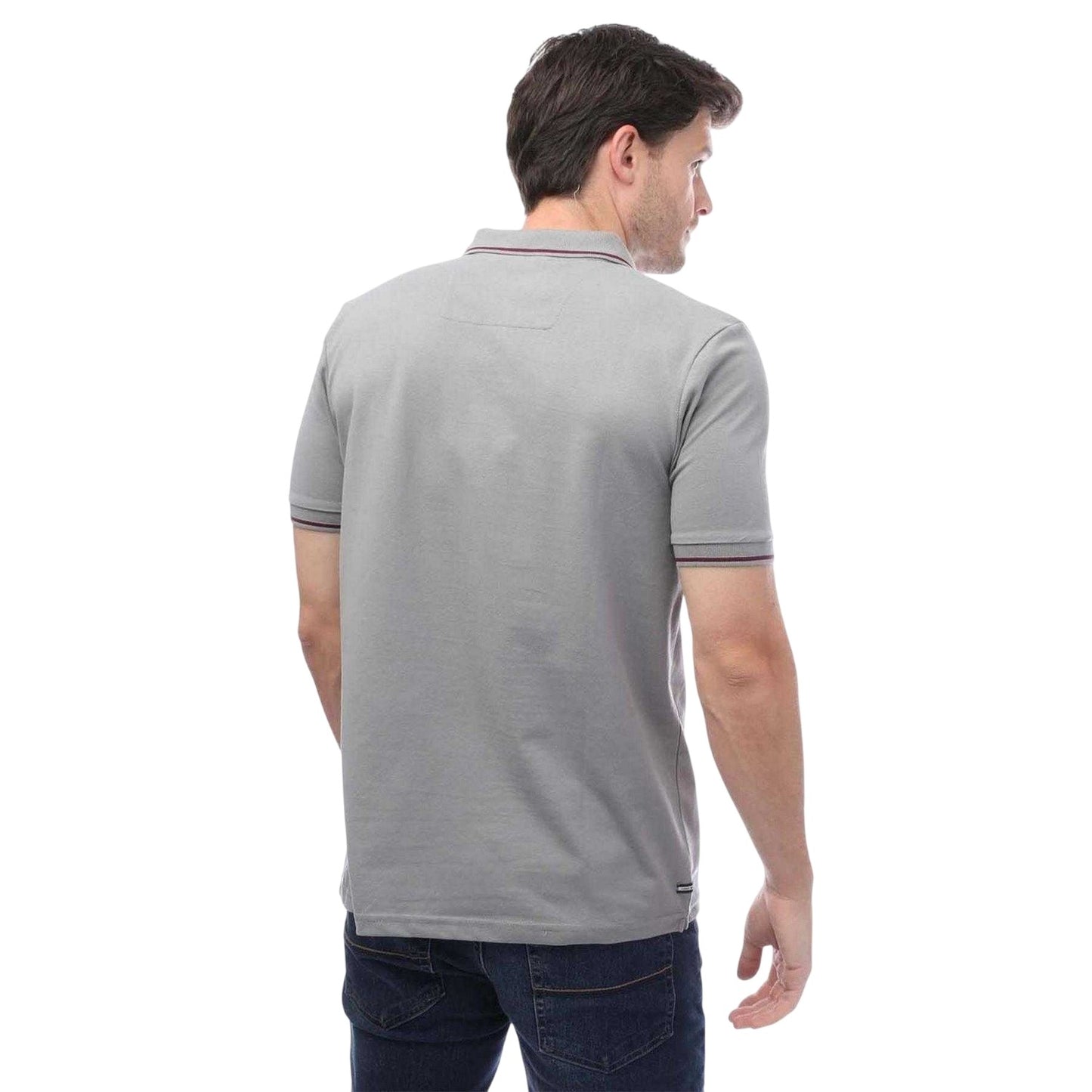 Grey - Back - Weekend Offender Mens Spello Polo Shirt