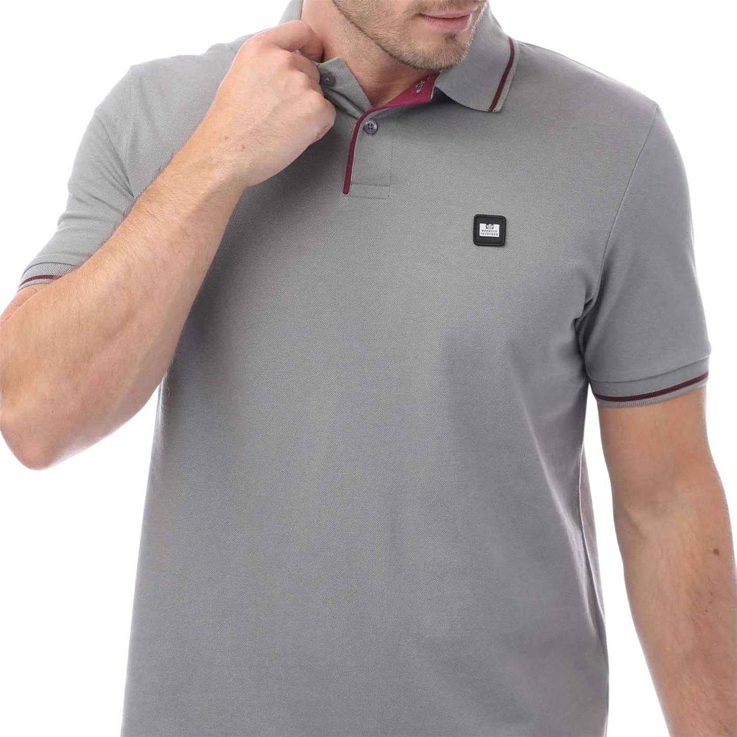 Grey - Side - Weekend Offender Mens Spello Polo Shirt