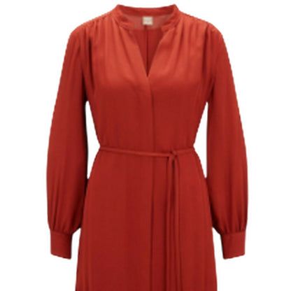 Red - Back - Boss Womens-Ladies Dibanora 6 Midi Dress