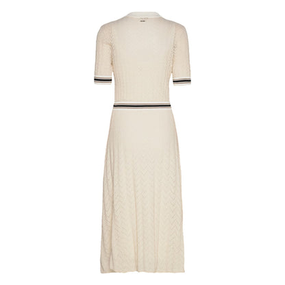 White - Back - Boss Womens-Ladies Faselia Knitted Midi Dress