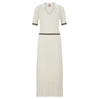 White - Front - Boss Womens-Ladies Faselia Knitted Midi Dress