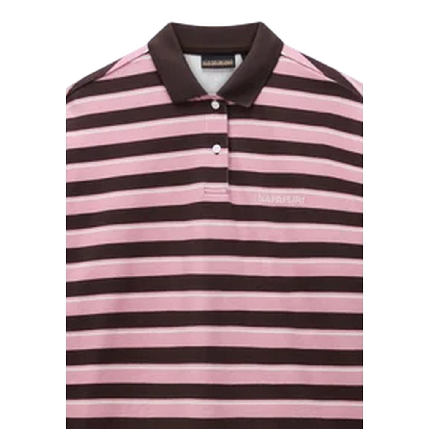 Brown-Pink - Side - Napapijri Womens-Ladies Lehua Striped Polo Shirt