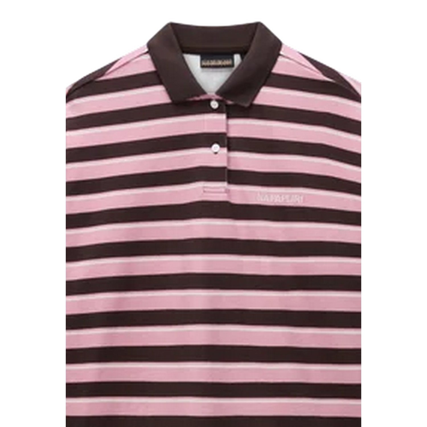 Brown-Pink - Side - Napapijri Womens-Ladies Lehua Striped Polo Shirt