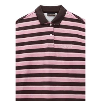 Brown-Pink - Side - Napapijri Womens-Ladies Lehua Striped Polo Shirt
