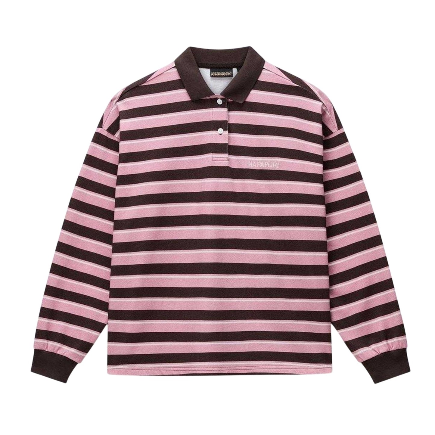 Brown-Pink - Front - Napapijri Womens-Ladies Lehua Striped Polo Shirt