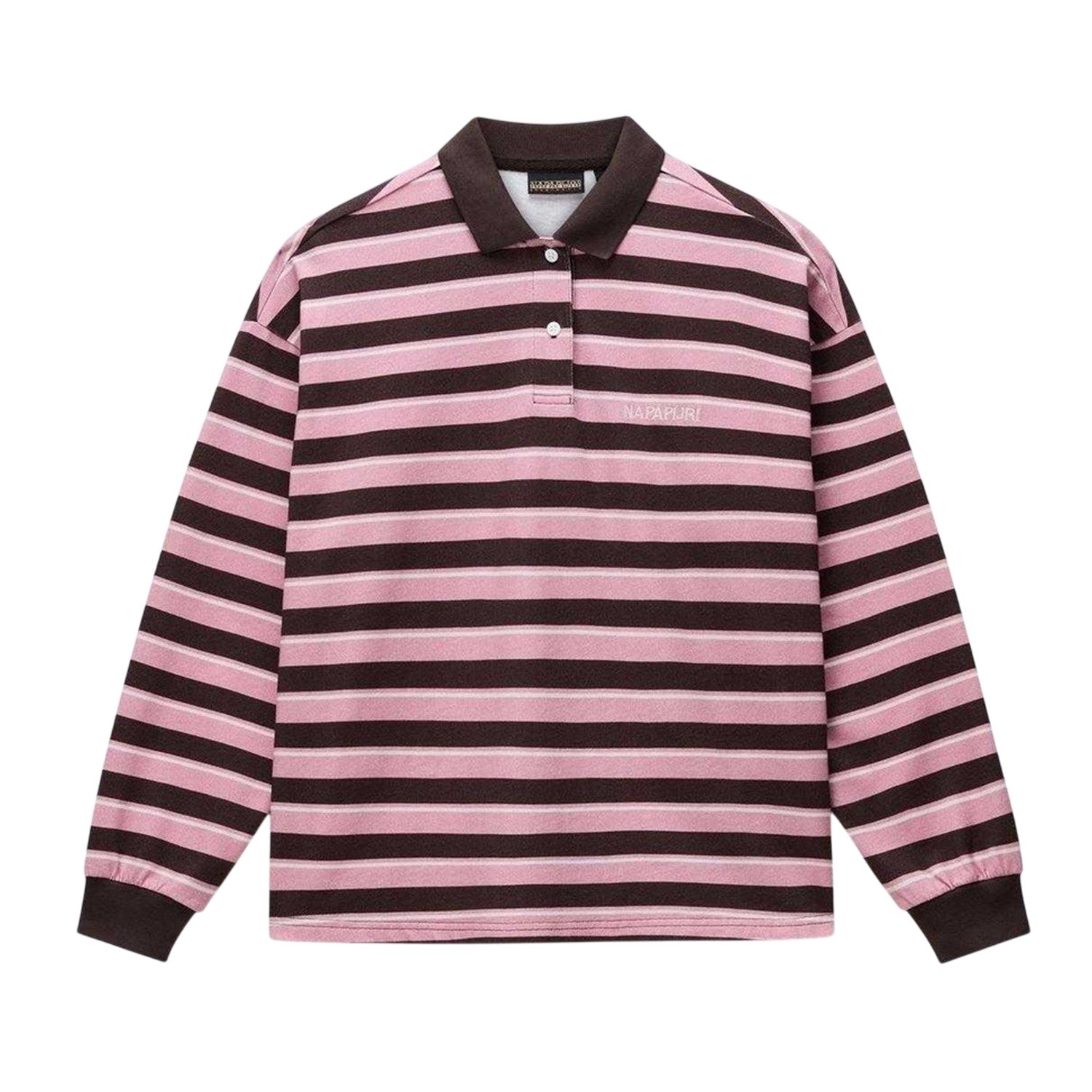 Brown-Pink - Front - Napapijri Womens-Ladies Lehua Striped Polo Shirt