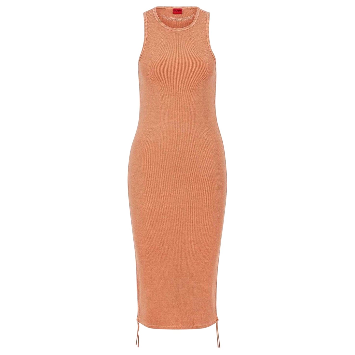 Orange - Front - Hugo Womens-Ladies Nerana Rib Knit Midi Dress