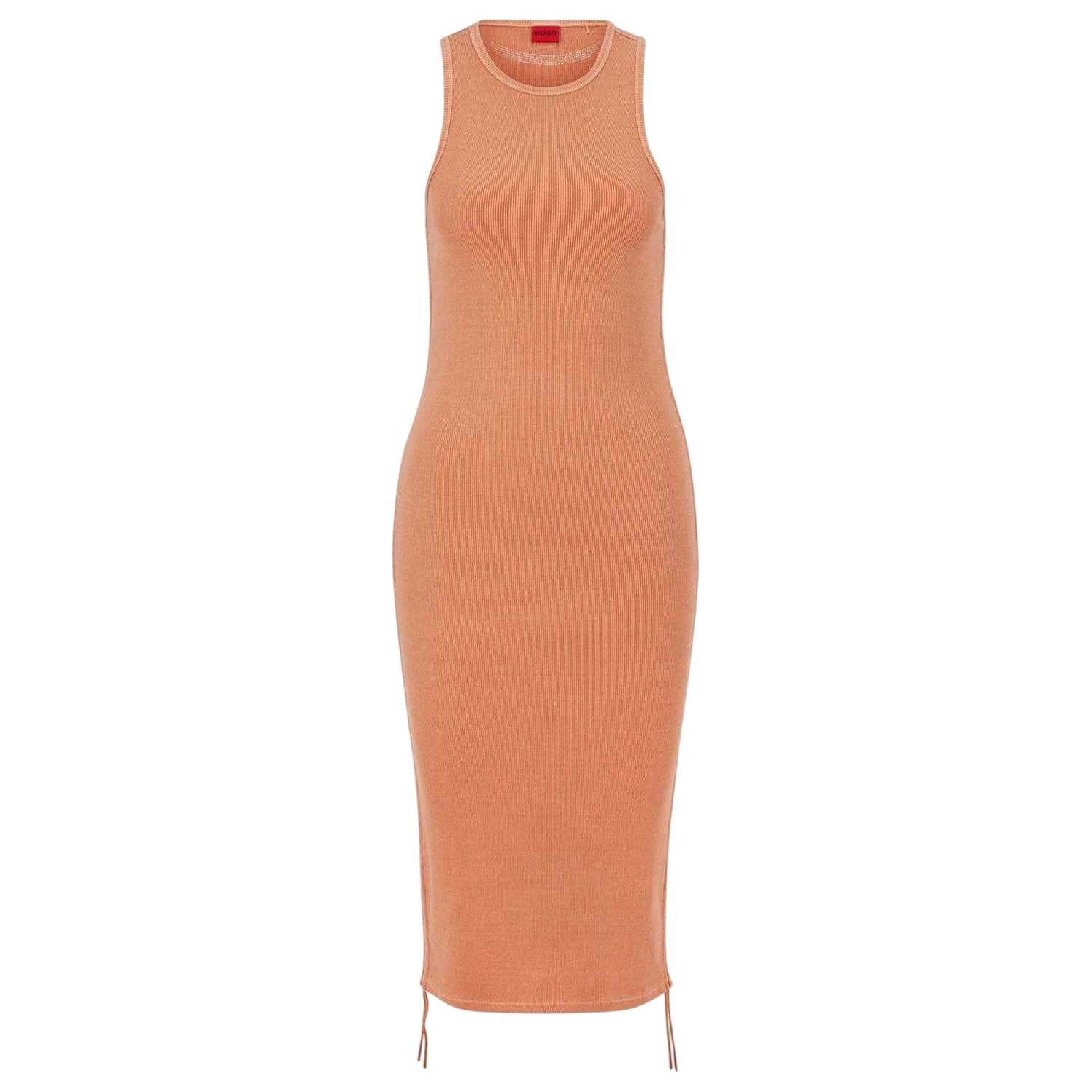Orange - Front - Hugo Womens-Ladies Nerana Rib Knit Midi Dress