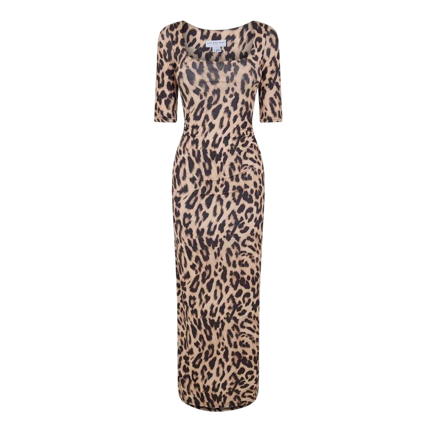 Brown - Front - Never Fully Dressed Womens-Ladies Leo Iris Square Neck 3-4 Sleeve Bodycon Dress