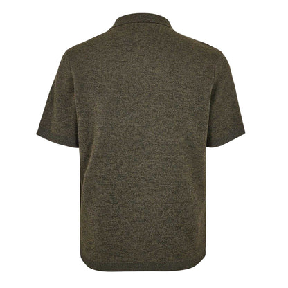 Iron-Khaki - Back - Jack Wills Mens Knitted Quarter Zip Polo Shirt