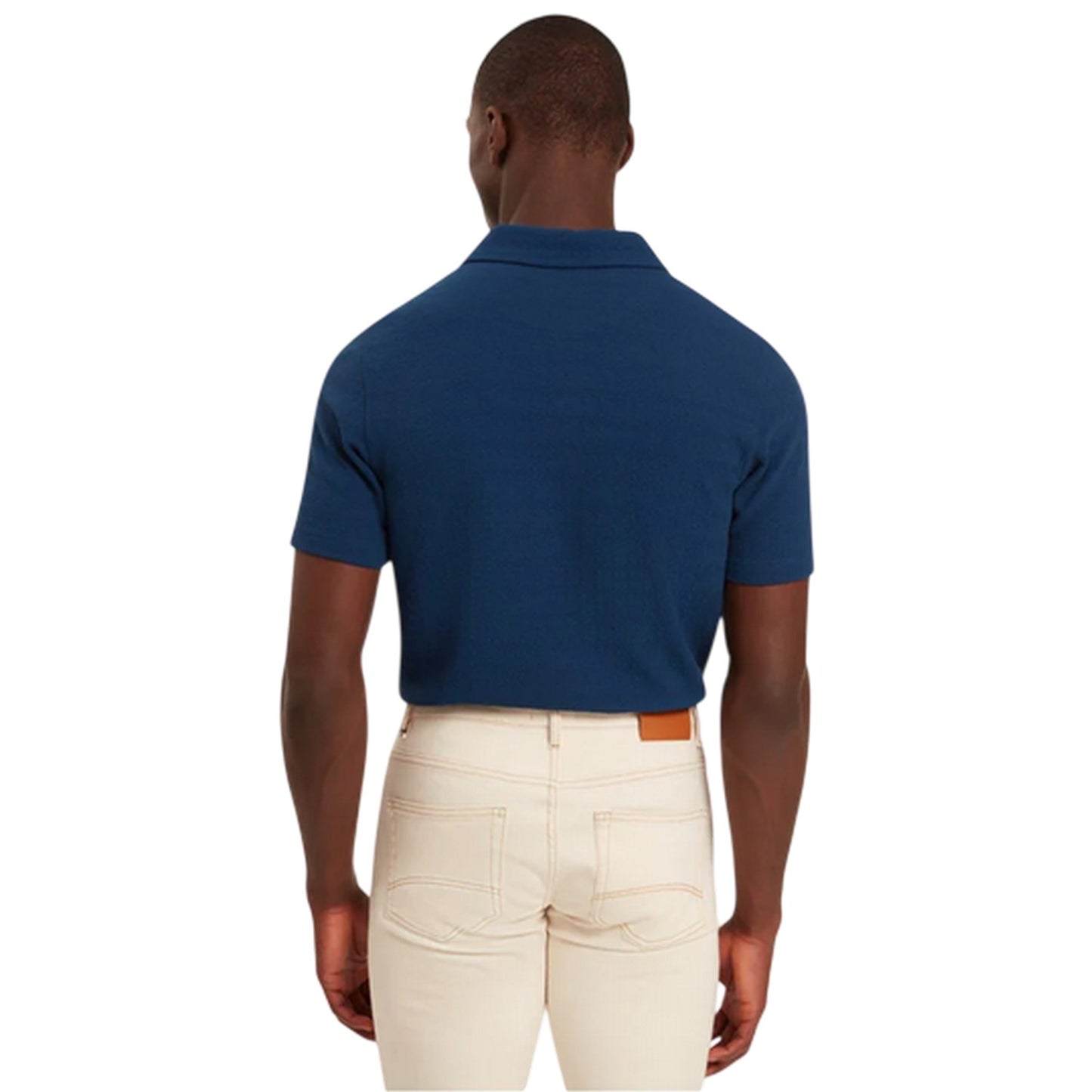 Dark Blue - Back - Ted Baker Mens Textured Collared Polo Shirt
