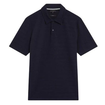 Navy - Front - Ted Baker Mens Textured Collared Polo Shirt