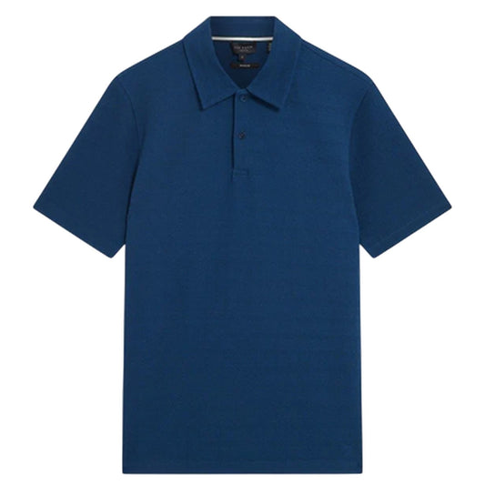 Dark Blue - Front - Ted Baker Mens Textured Collared Polo Shirt