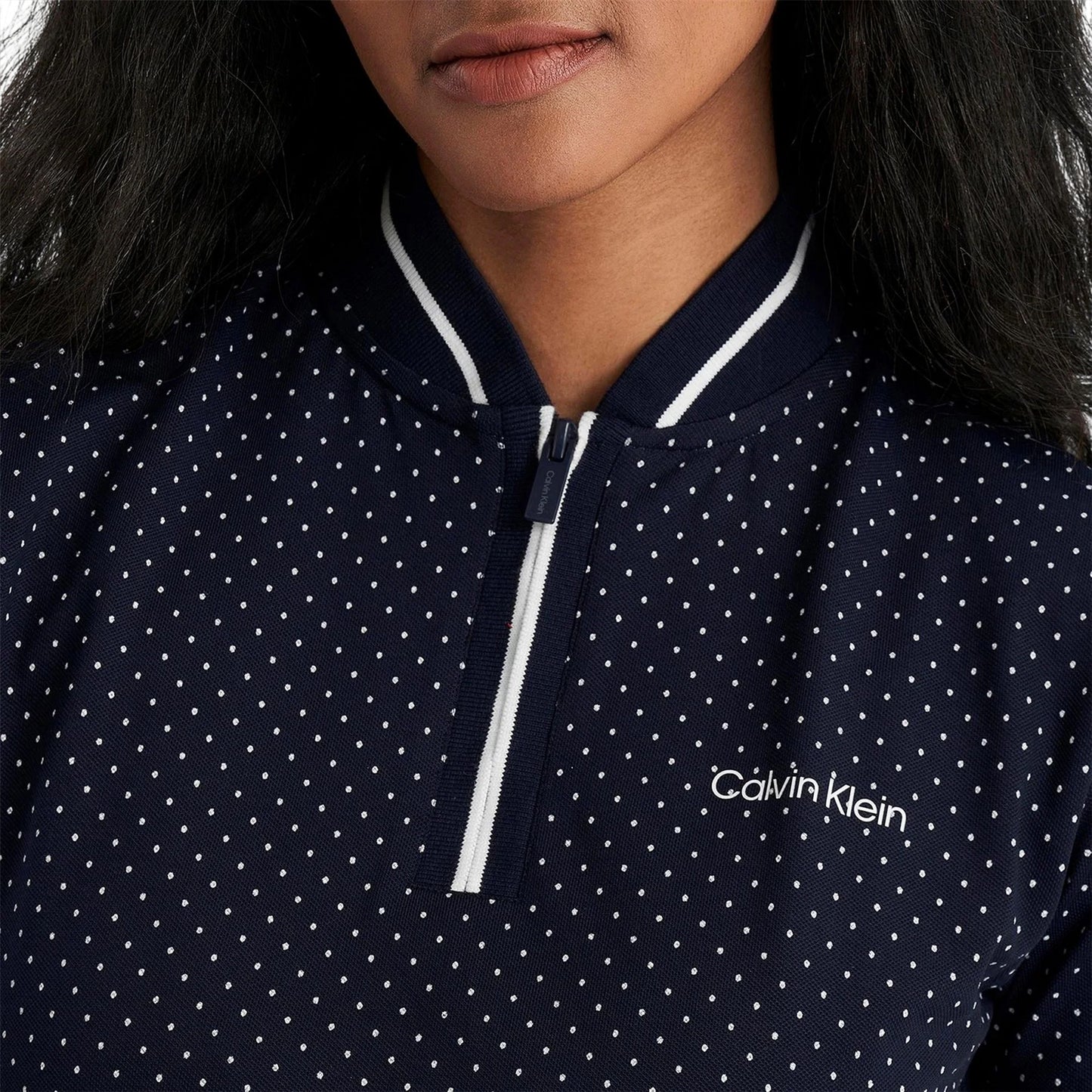 Navy - Side - Calvin Klein Womens-Ladies Camilla Micro-Dot Polo Shirt