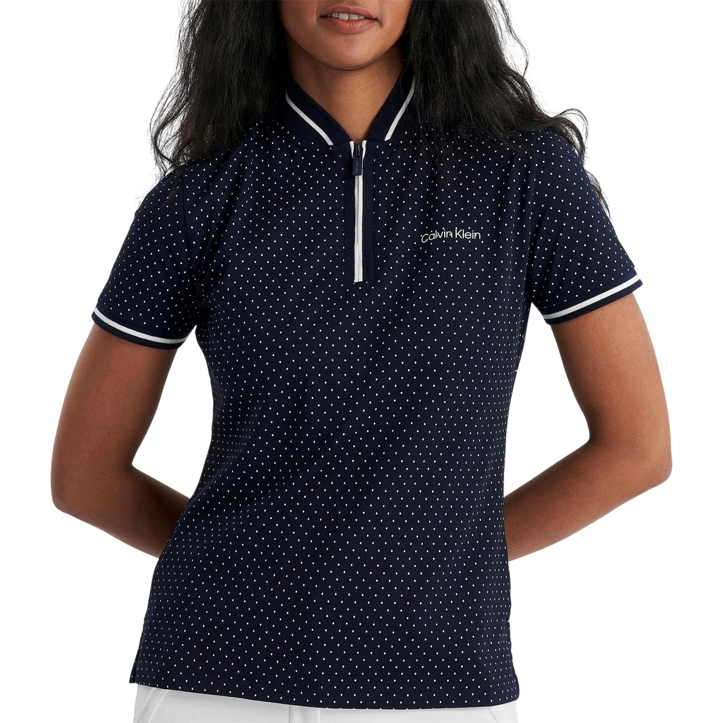 Navy - Lifestyle - Calvin Klein Womens-Ladies Camilla Micro-Dot Polo Shirt