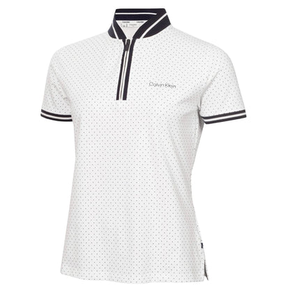 White - Front - Calvin Klein Womens-Ladies Camilla Micro-Dot Polo Shirt