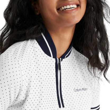 White - Side - Calvin Klein Womens-Ladies Camilla Micro-Dot Polo Shirt