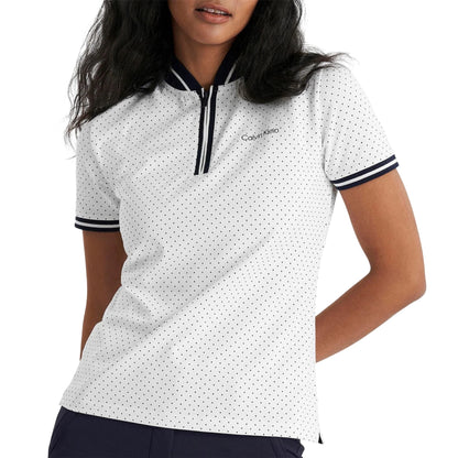 White - Lifestyle - Calvin Klein Womens-Ladies Camilla Micro-Dot Polo Shirt