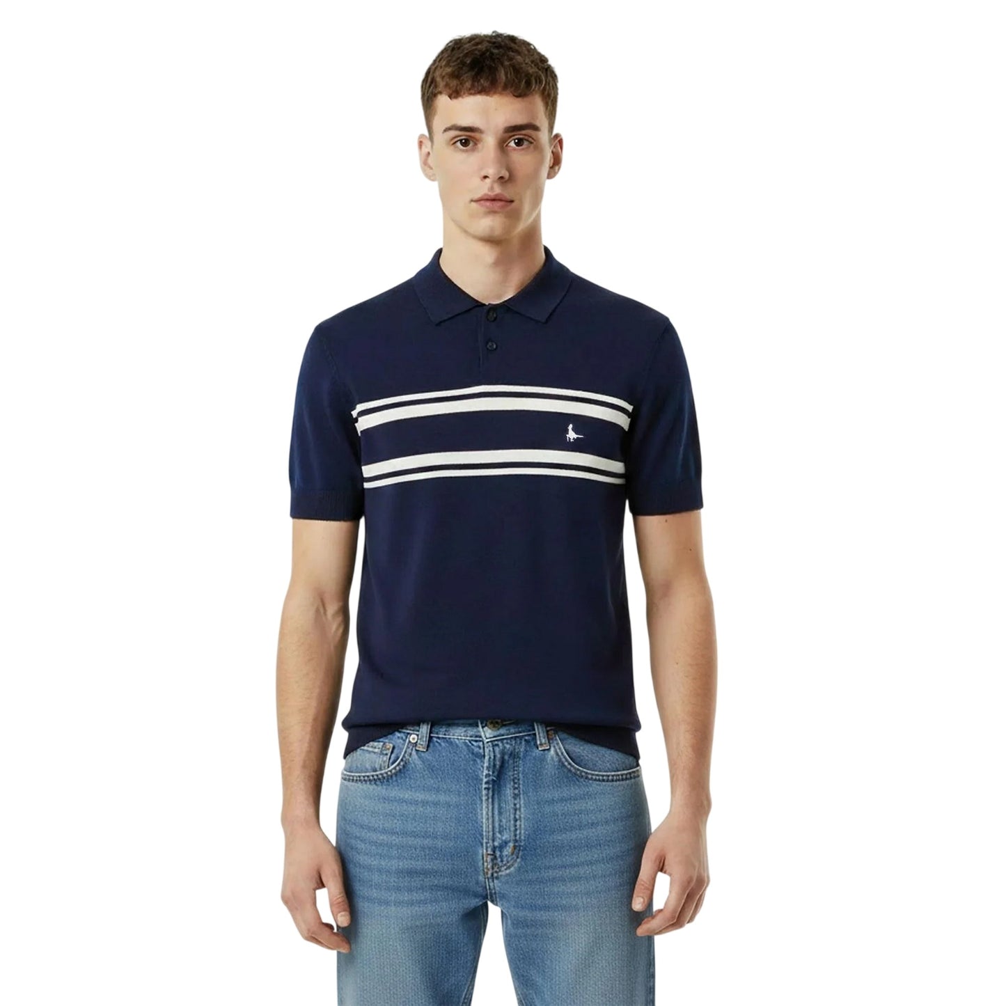 Navy - Side - Jack Wills Mens Ribbed Polo Shirt