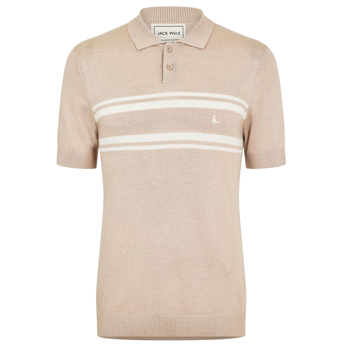 Beige - Front - Jack Wills Mens Ribbed Polo Shirt