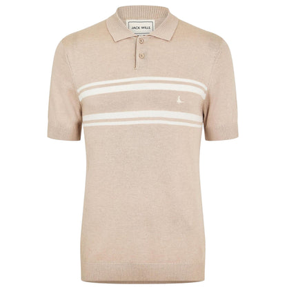Beige - Front - Jack Wills Mens Ribbed Polo Shirt