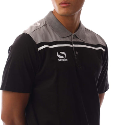 Black-Charcoal - Side - Sondico Mens Precision Collared Polo Shirt