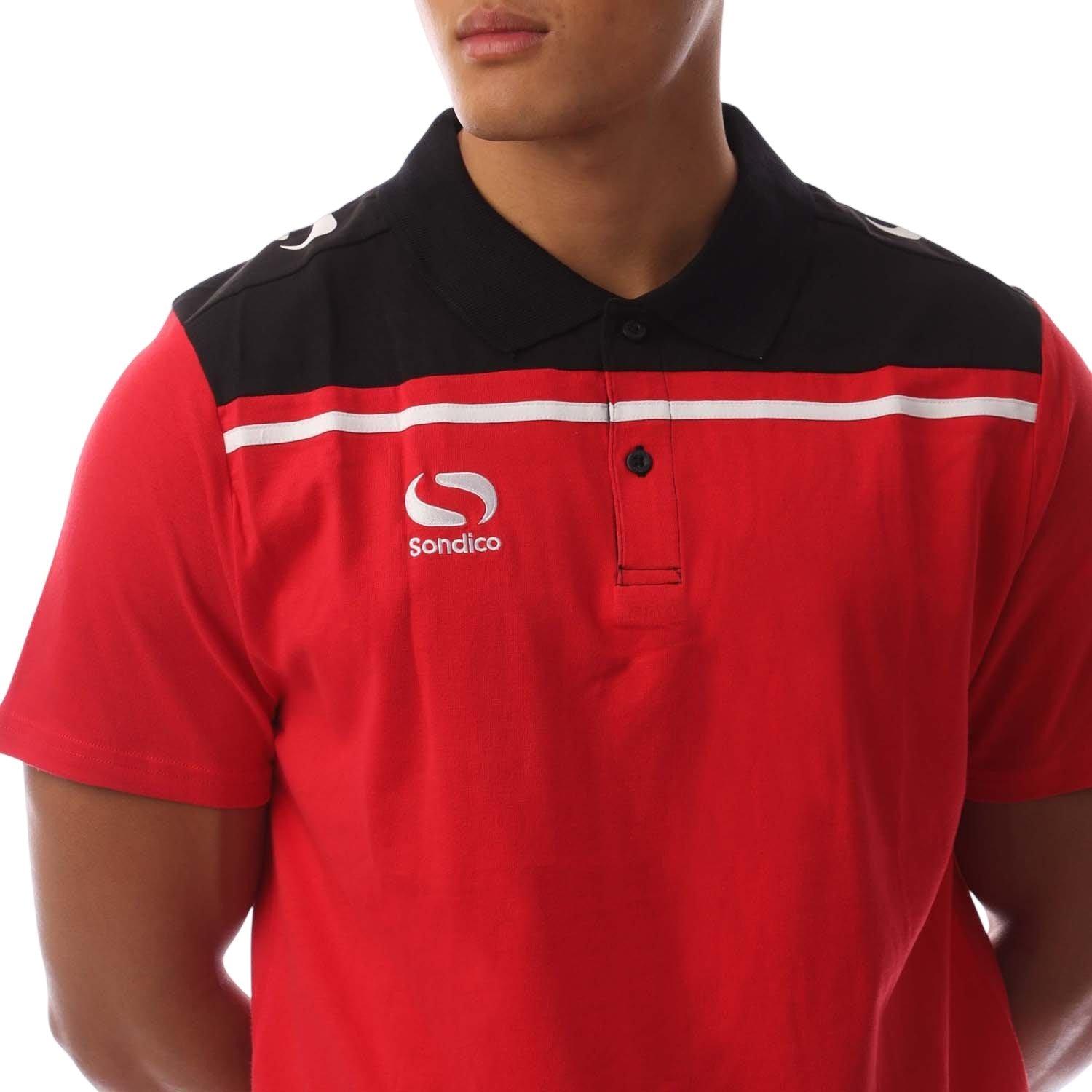 Red-Black - Side - Sondico Mens Precision Collared Polo Shirt