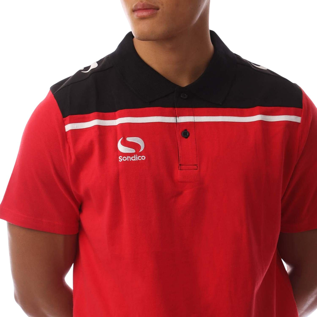 Red-Black - Side - Sondico Mens Precision Collared Polo Shirt