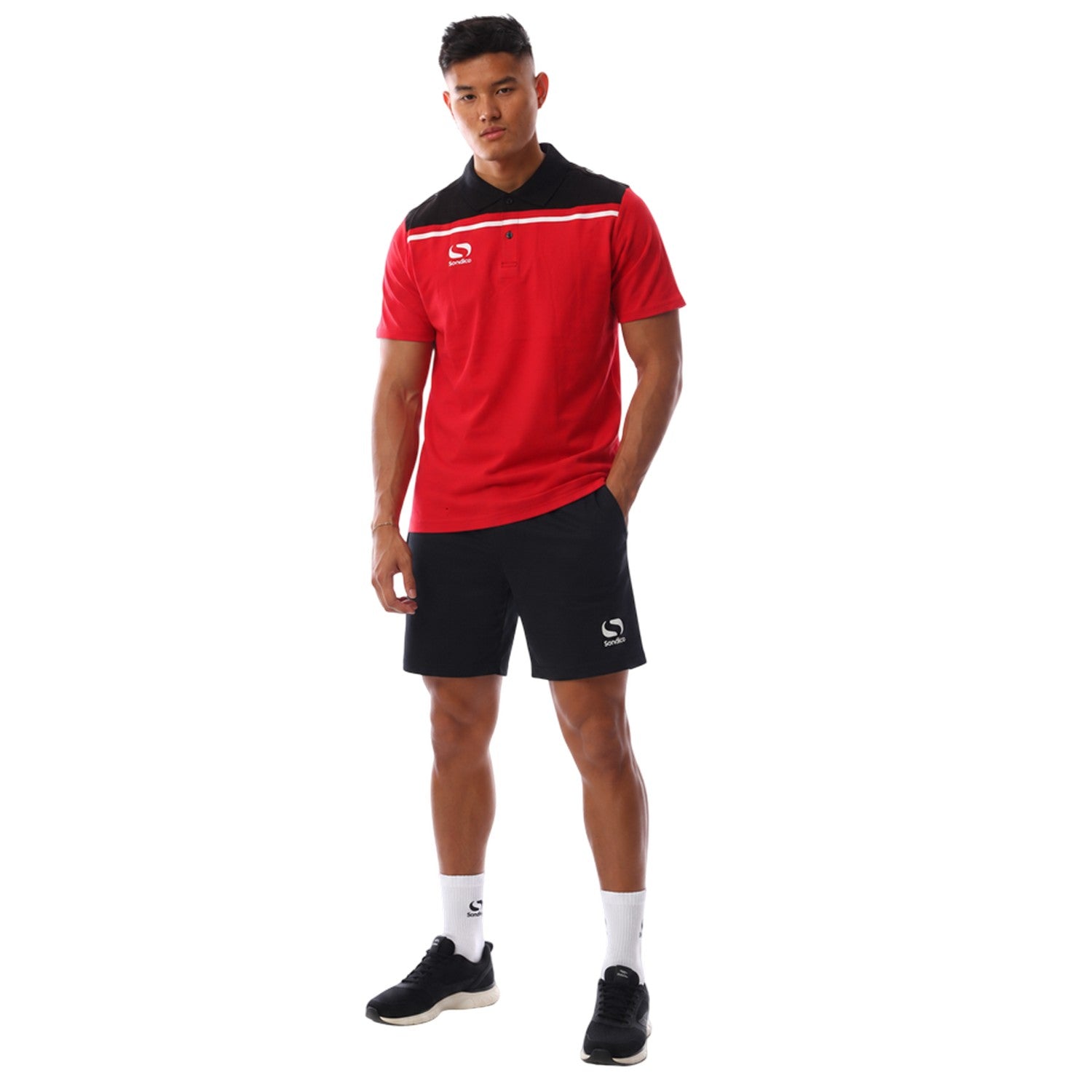 Red-Black - Lifestyle - Sondico Mens Precision Collared Polo Shirt