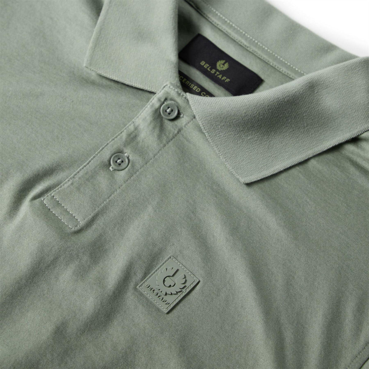 Lichen - Side - Belstaff Mens Steel Short-Sleeved Polo Shirt