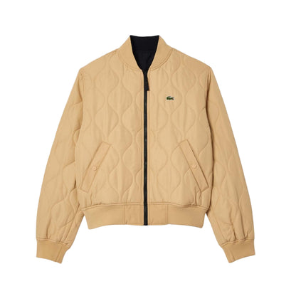 Black-Beige - Back - Lacoste Mens Water Repellent Padded Bomber Jacket