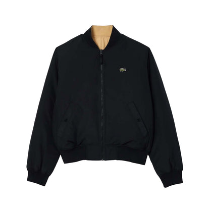 Black-Beige - Front - Lacoste Mens Water Repellent Padded Bomber Jacket
