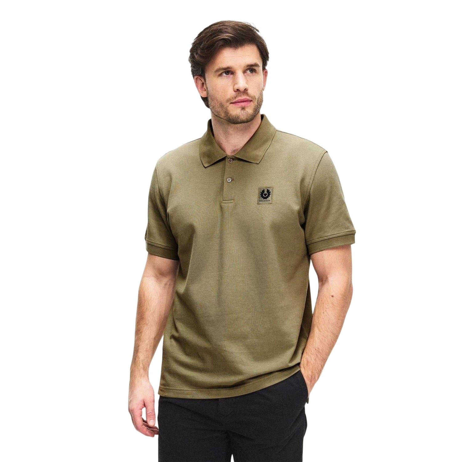 Fatigue Green - Side - Belstaff Mens Pique Polo Shirt
