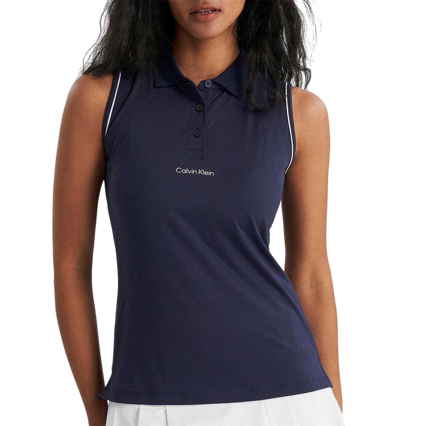 Navy - Back - Calvin Klein Womens-Ladies Manelle Sleeveless Polo Shirt