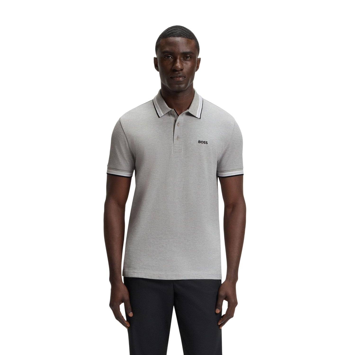 Silver - Side - Boss Mens Paddy Euro Polo Shirt
